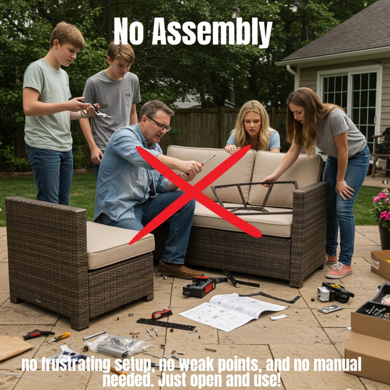 Right Left Sectional 1 Patio Chair With Cushions - Multicolor