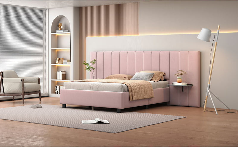Upholstered Platform Bed With Big Headboard