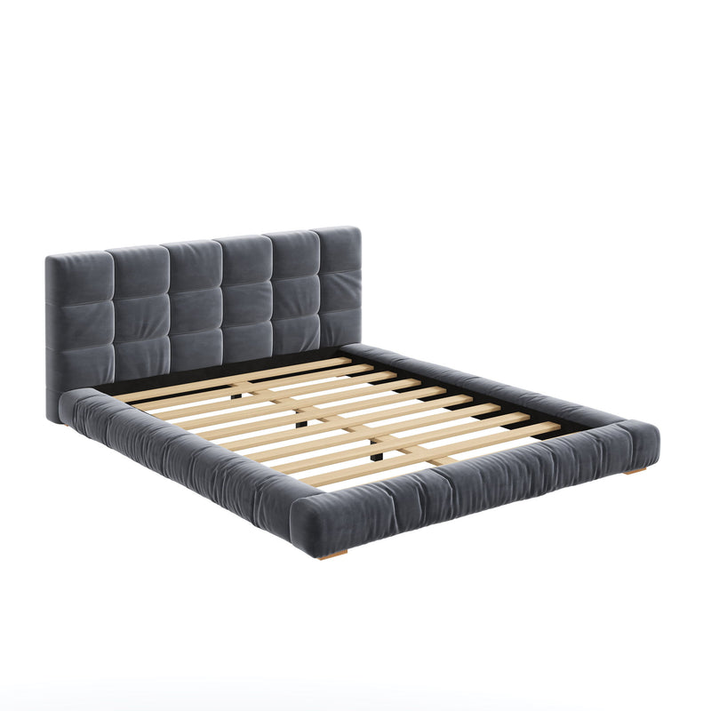 Upholstered Platform Bed Frame With Tufted Headboard