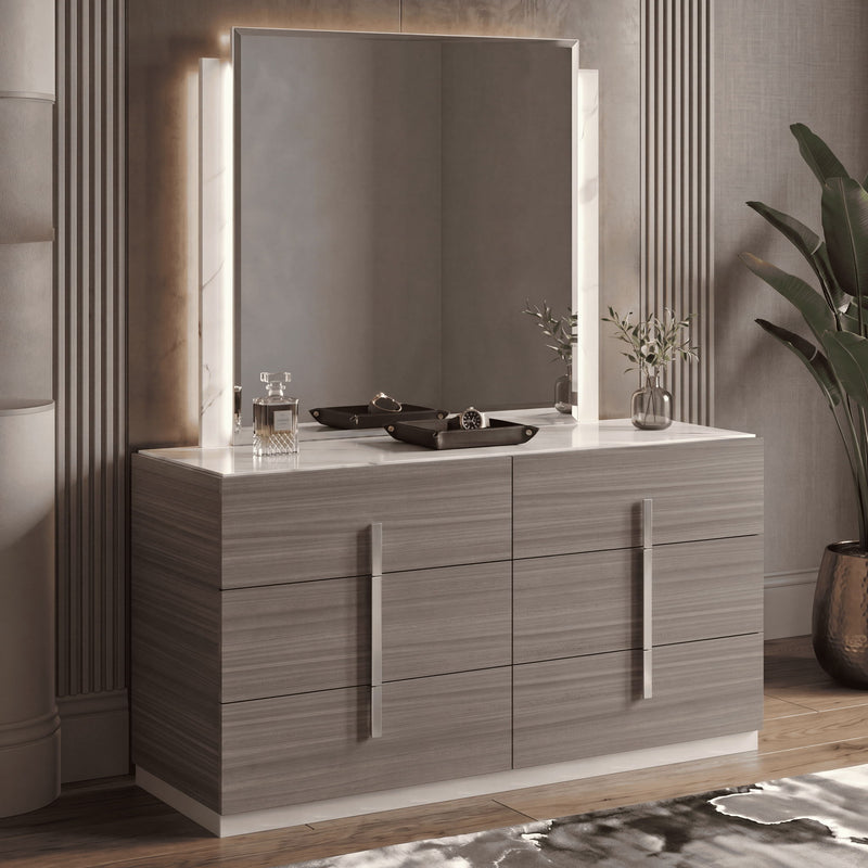 Altima - LED Dresser Mirror With Integrated Vertical Light Strips (Dresser Not Included) - Gray