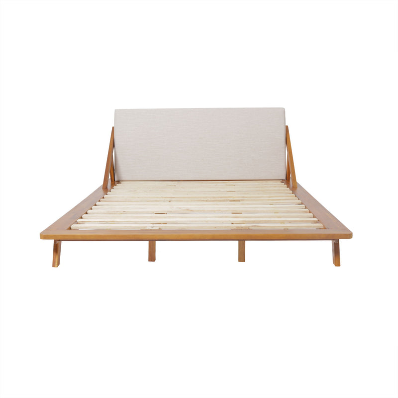 Okioki - Charleston Fabric Upholstered Acacia Wood Bed