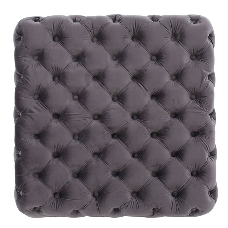 Modern Glam Ottoman With Upholstery And Button Tufted Design
