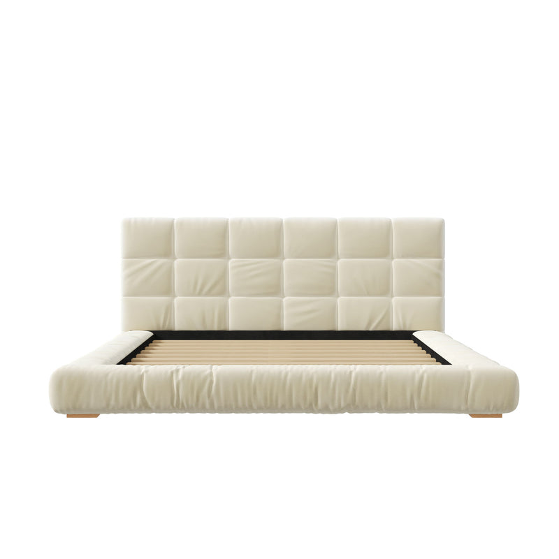 Upholstered Platform Bed Frame With Tufted Headboard
