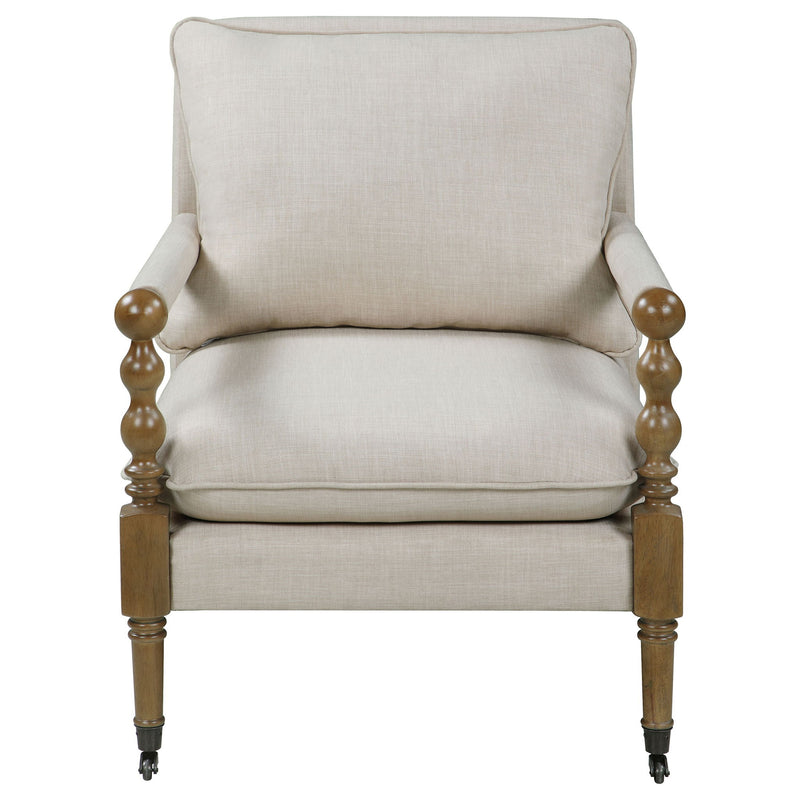 Accent Chair With Turned Legs - Beige