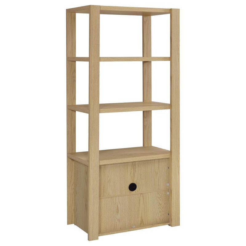 Laurelton - 3-Shelf Media Tower Tall Pier Cabinet - Light Oak