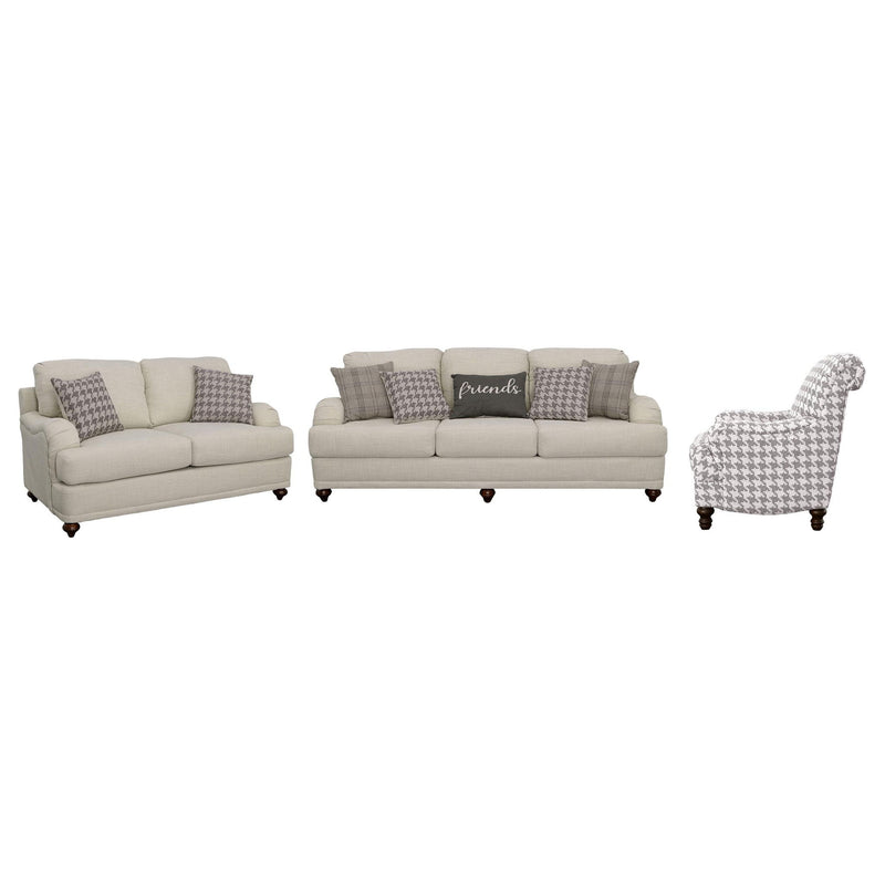 Glenn 3-piece Upholstered Sofa Set Light Grey and Grey