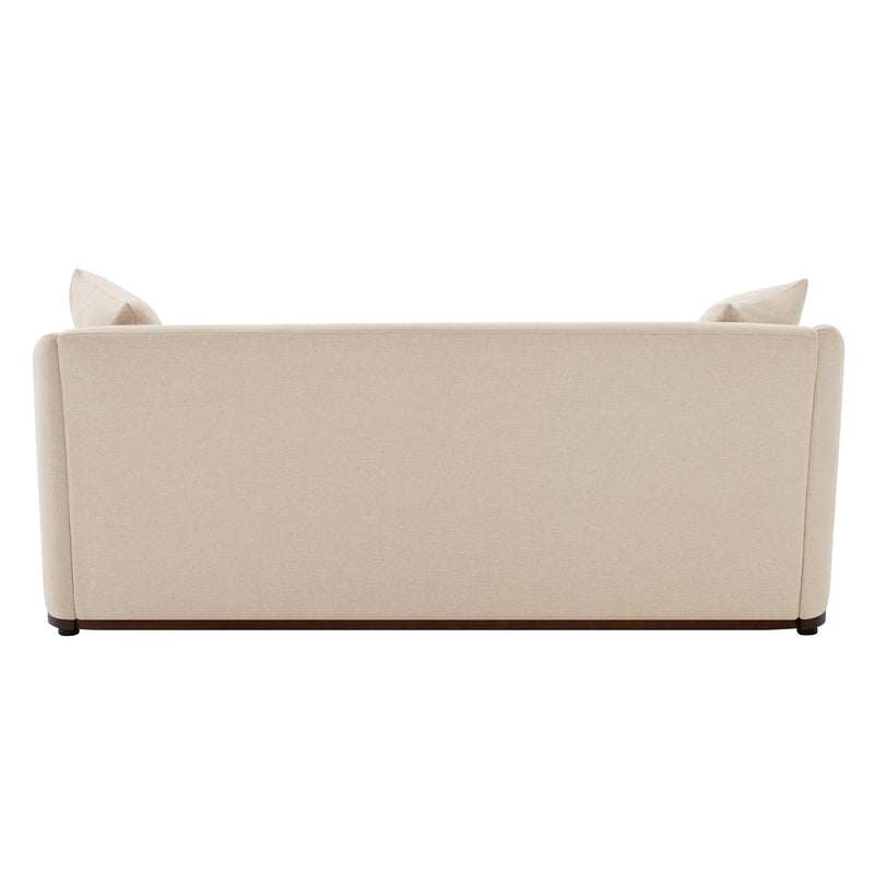 3 Seater Sofa With Wrap Around Armrests And Throw Pillows, For Living Room - Oatmeal