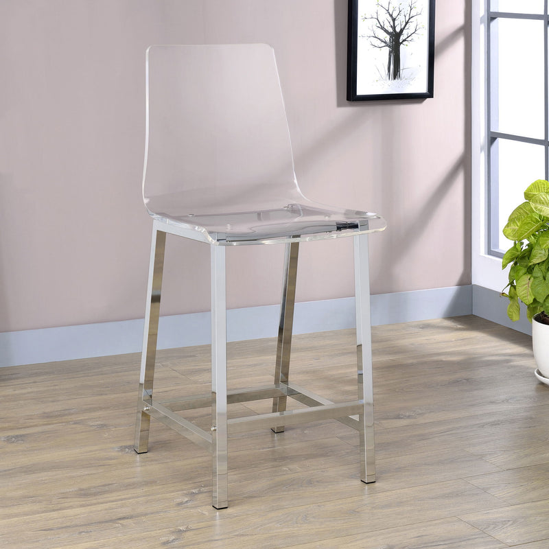 Counter Height Stools With Curved Back Design (Set of 2) - Clear