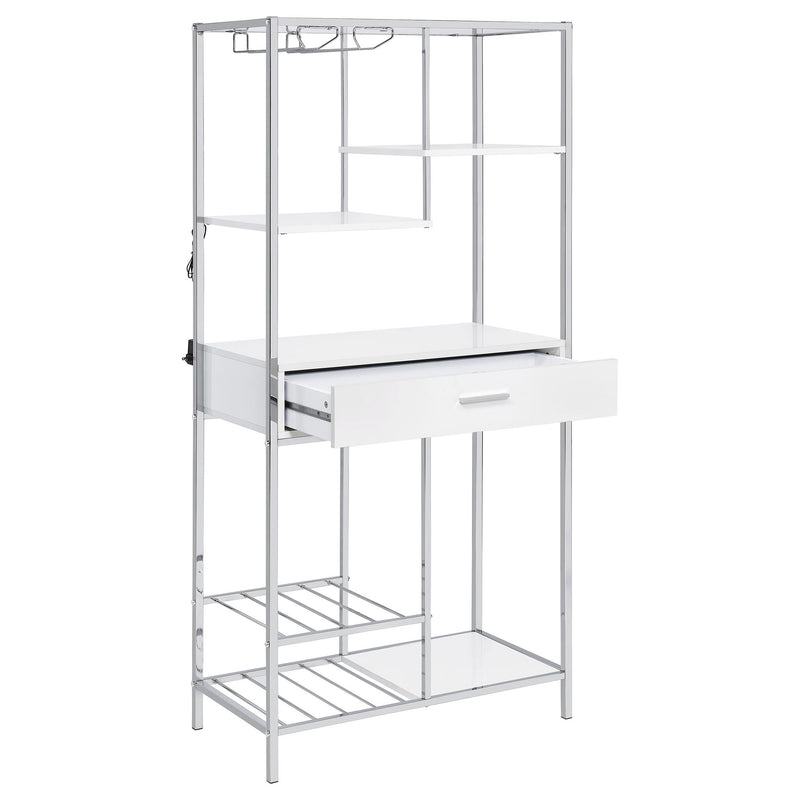 Draper - 5 Shelf LED Wine Cabinet With Pull Out Drawer - Gloss White