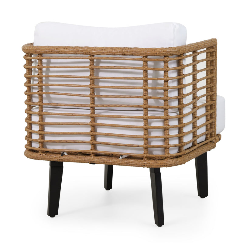 Outdoor Wicker Club Chair With Water Resistant Cushion - Brown
