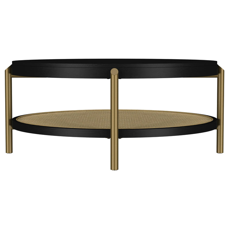 Arini Round Coffee Table With Storage Shelf Black