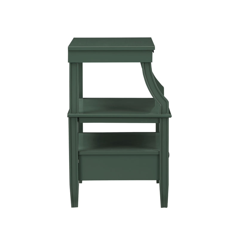 Newland - Storage Nightstand With Drawer And Pull Out Tray - Antique Green