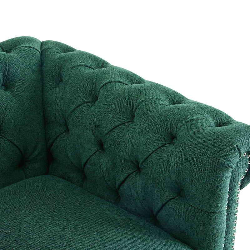 Chesterfield Swivel Club Chair With 360 Degree Rotation - Dark Green