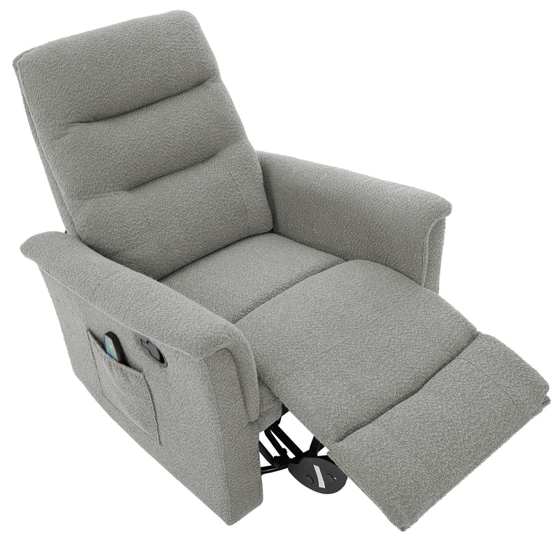 Manual Recliner Chair With 8 Point Massage And Swivel Function