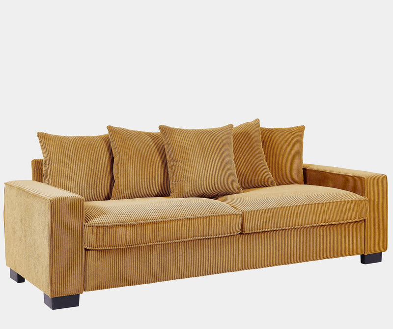 Luxe Sofa With 5 Matching Toss Pillows, Sleek Design, Spacious And Comfortable 3 Seater Couch