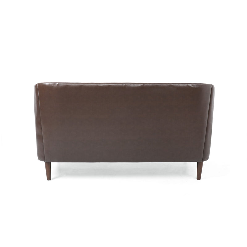 Sophisticated Loveseat With Diamond Stitched Detailing - Dark Brown
