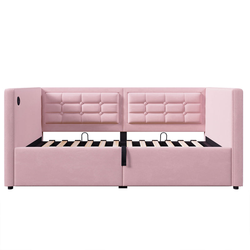 Upholstered Daybed With Hydraulic Storage And USB / Type - C Charging