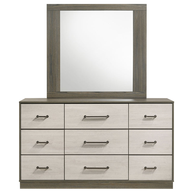 Edmondson - 9 Drawer Dresser With Mirror - Natural / Gray