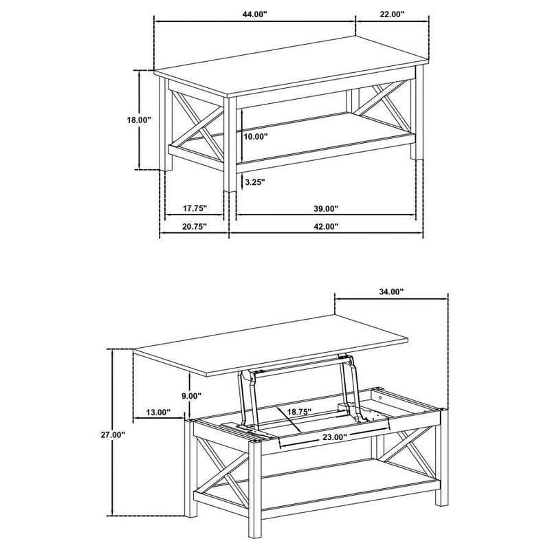 Skyview - 44" Rectangular Lift Top Coffee Table - White