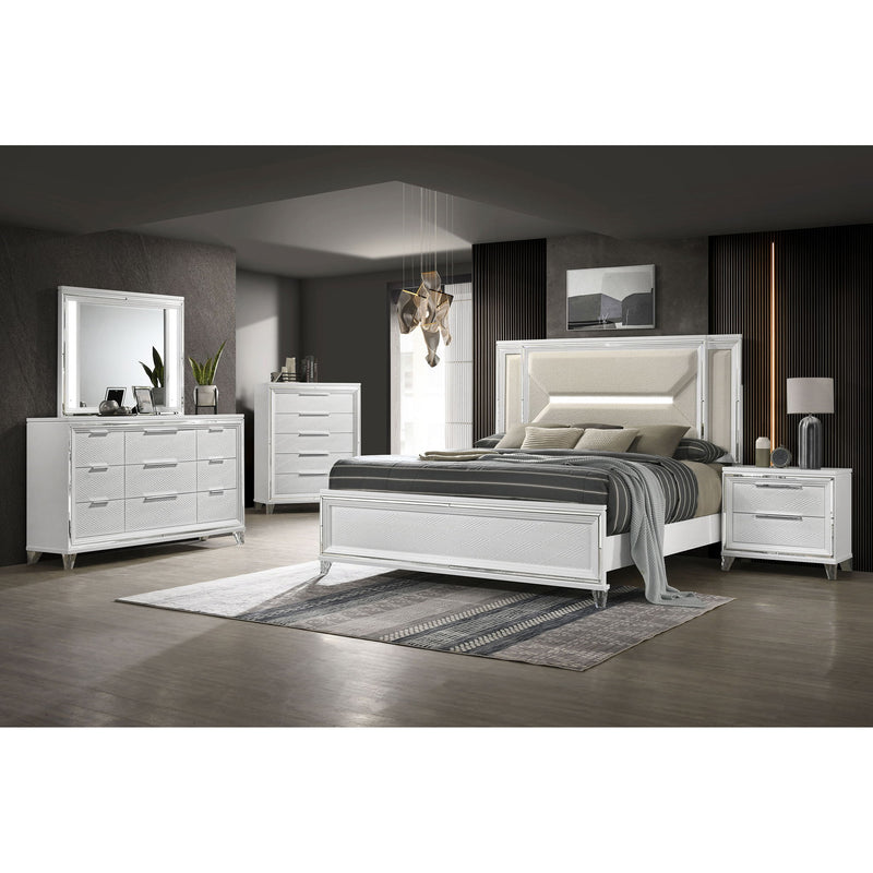9 Drawer Dresser Cabinet With Picture Framed Fronts - White