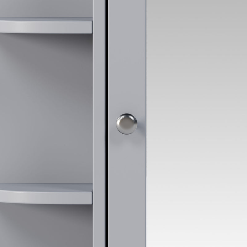 Bathroom Wall Storage Cabinet With Mirror And Adjustable Shelf, 6 Open Shelves