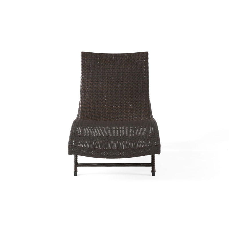 Kauai - Modern Style Wicker Chaise Lounge - Brown Multi