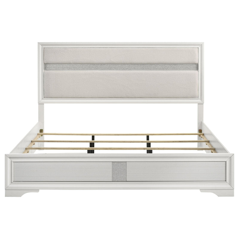Miranda 54-inch Upholstered Eastern King Panel Bed White
