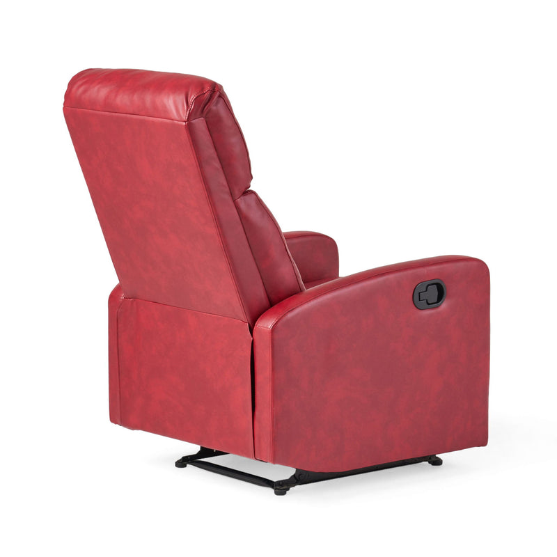 Contemporary Recliner Chair With Lever Mechanism - Red