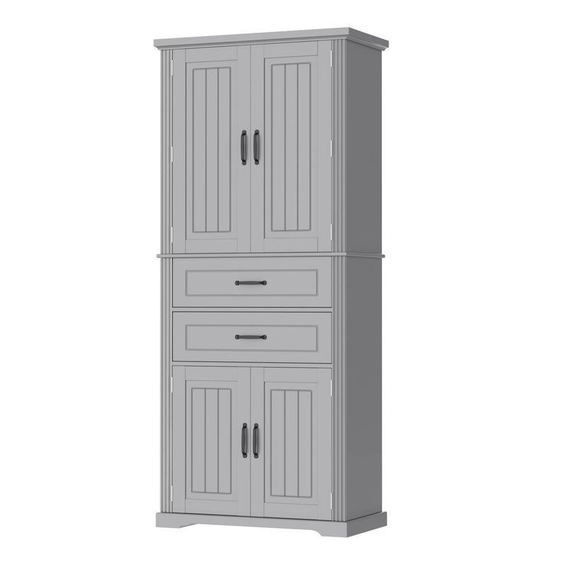 Multi Functional Storage Cabinet With Adjustable Shelves, 2 Drawers, Door Shelves