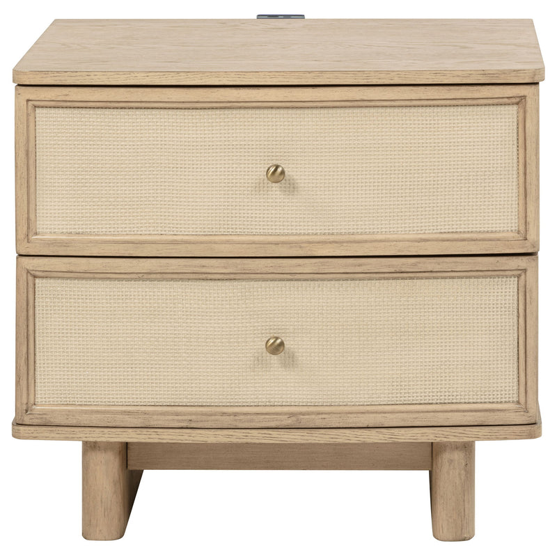 Kimpton - 2 Drawer Nightstand With USB Charging Ports - Beige