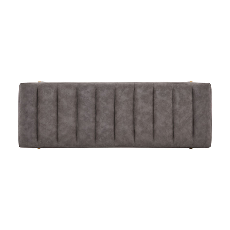 Thorian - Luxury Upholstered Ottoman Bench With Channel Tufting And Metal Base - Gold / Gray