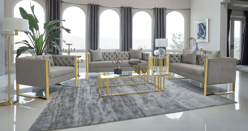 Eastbrook Velvet Upholstered Tufted Loveseat Grey