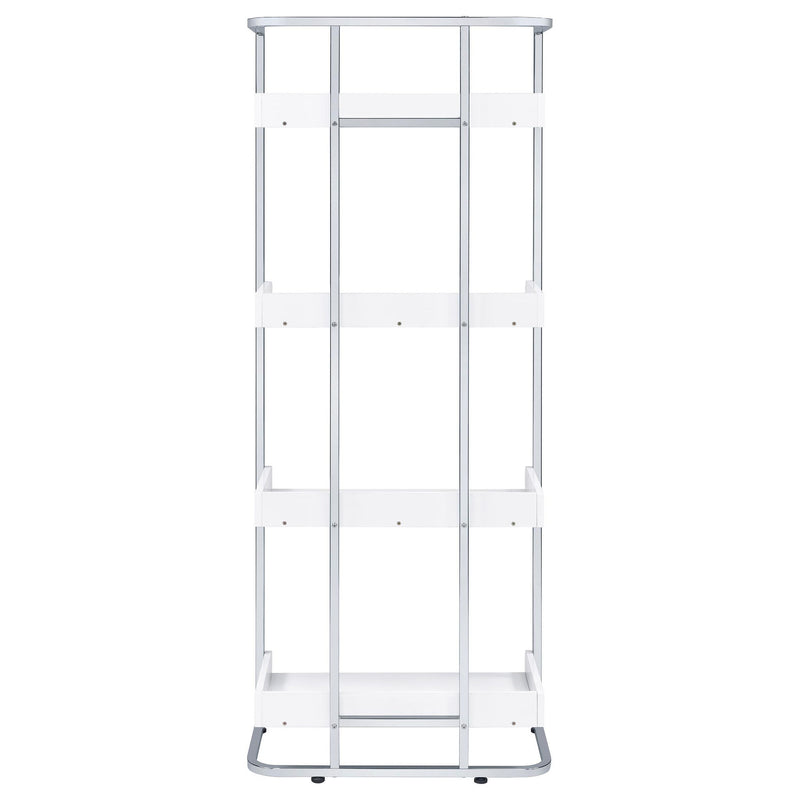 Ember 68-inch 4-shelf Bookshelf White High Gloss and Chrome