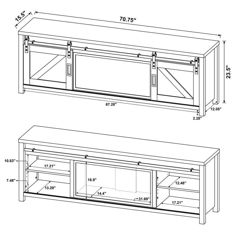 Enfield - 71" TV Stand Fireplace Media Console - Dark Pine
