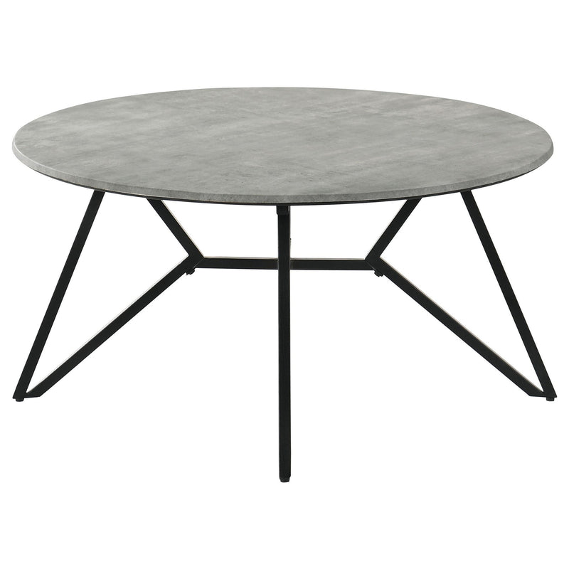 Hadi Round SmartTop Coffee Table Cement and Gunmetal