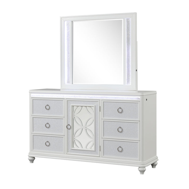 Abigale - Mirror For Dresser Top Made With LED (Includes Only Mirror) - White