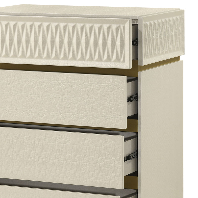 Stanley - 5 Drawer Chest With Crocodile Texture - Gray
