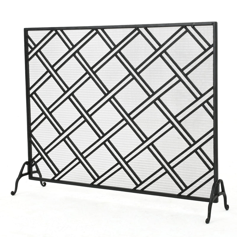 Elegant Design Fire Screen Protective Barrier Iron - Black
