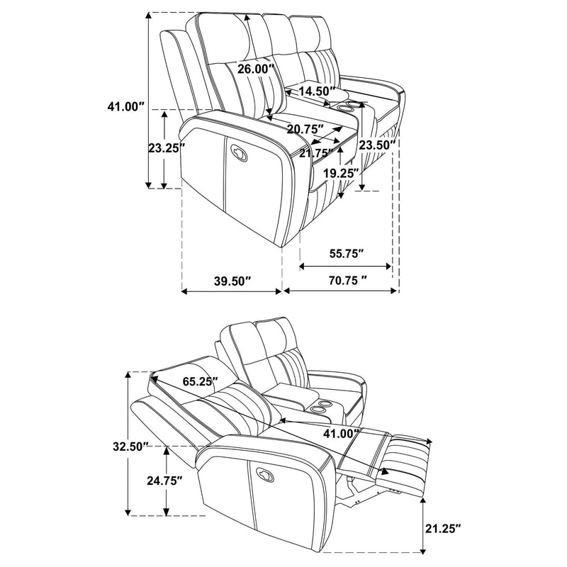 Raelynn 2-piece Upholstered Reclining Sofa Set Grey