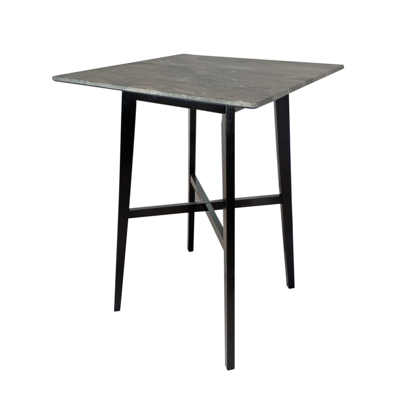 Modern Bar Height Dining Table, Rubberwood Legs And Laminate Table Top, Paladina Marble - Black