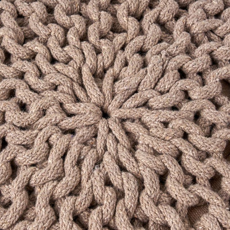 Moro - Knitted Round Pouf With Pumpkin Shape