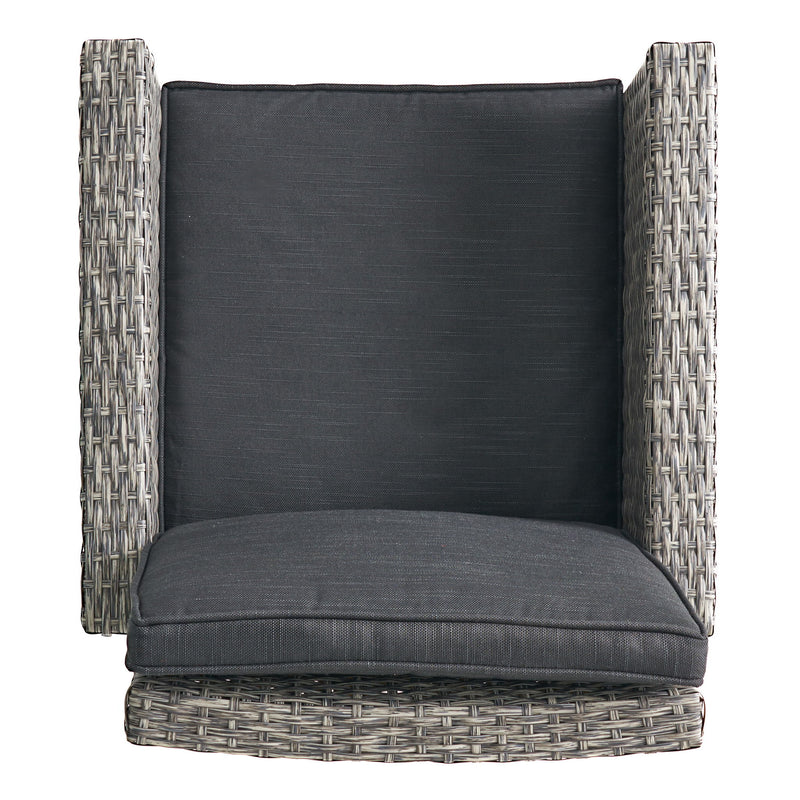 Outdoor Rattan Swivel Barstool With Water Resistant Cushion - Mixed Black / Dark Gray