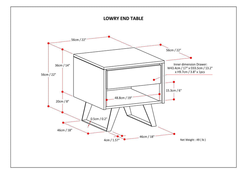 Lowry - End Table - Distressed Golden Wheat
