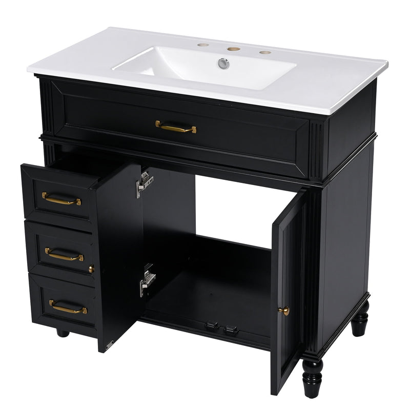 Bathroom Vanity With Sink, Freestanding Cabinet & Drawers