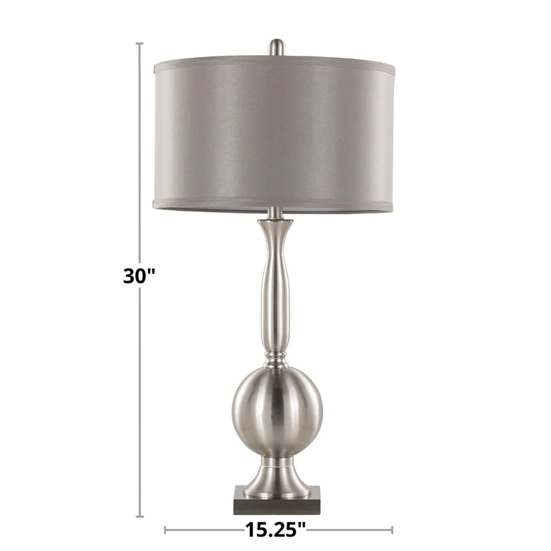 Joan - Contemporary Table Lamp (Set of 2) - Nickel / Gray Satin