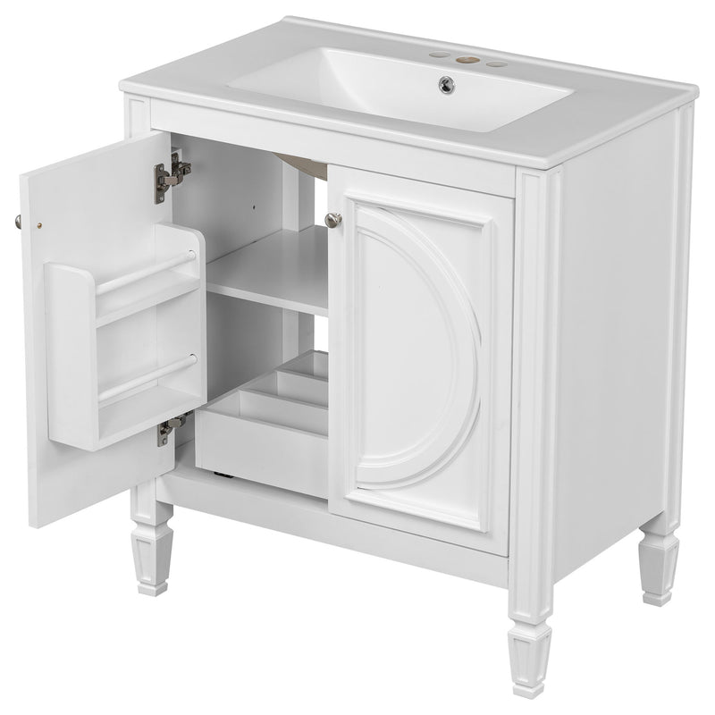 Double Sink Bathroom Vanity Set With Wall Mount Mirror Cabinet