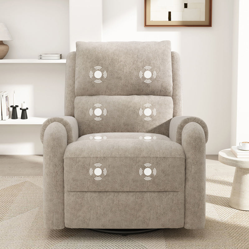 Manual Recliner Massage Chair With Swivel Rocker, 8 Massage Modes, Side Storage Pocket