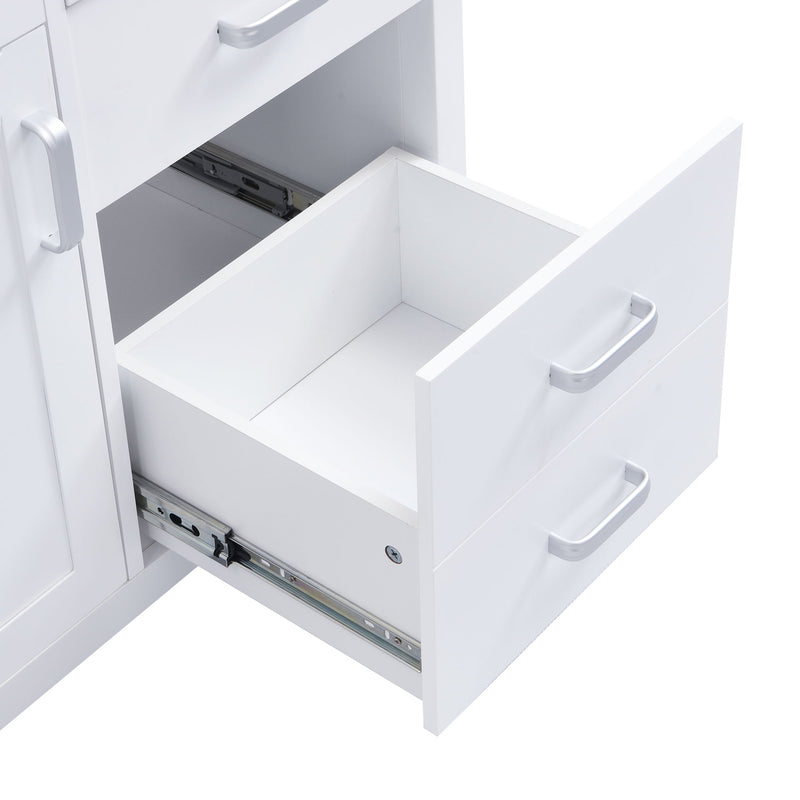 46.5" Modern Bathroom Vanity Cabinet Only, Soft Close Door & 6 Drawers - White
