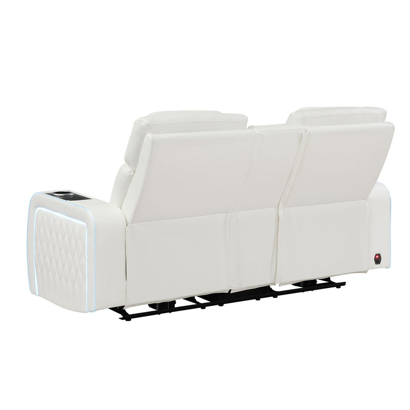 Electra - Power Reclining Loveseat With Power Headrests, Console, Speakers, Massage, LED Lighting And USB Control