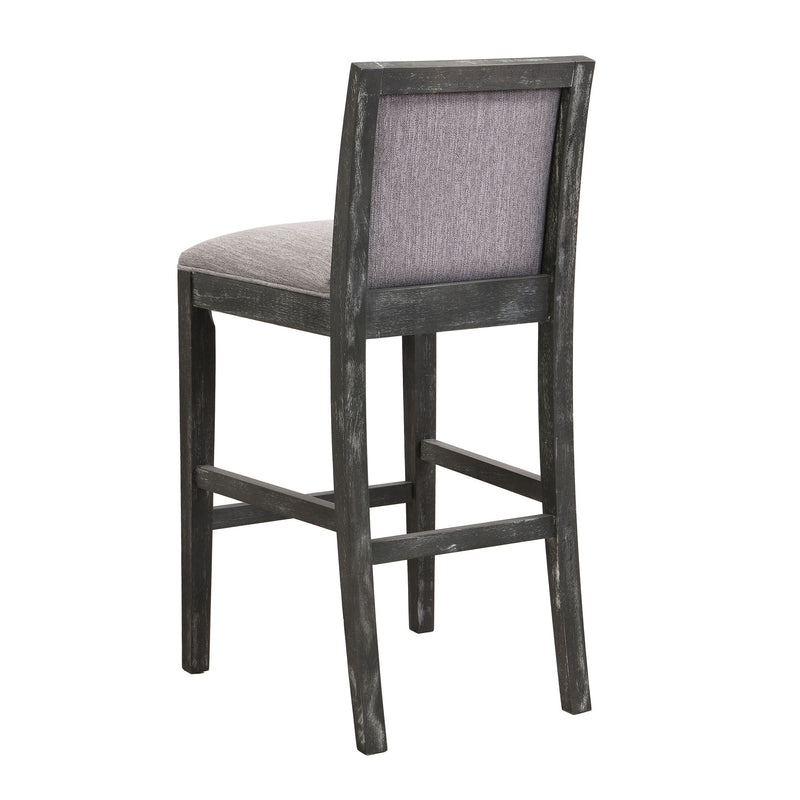 Bar Stools (Set of 2), Rubber Wood Frame, Retro Bar Chairs Suitable For Kitchen Island - Black / Gray
